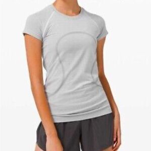LULULEMON Swiftly Tech Short Sleeve Shirt 2.0 Tempo Stripe White/Black Size 8